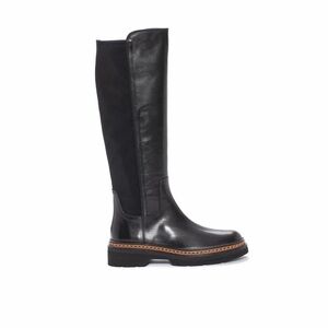 Pons Quintana Black Over-the-Knee Leather Platform Boot elastic back fit
